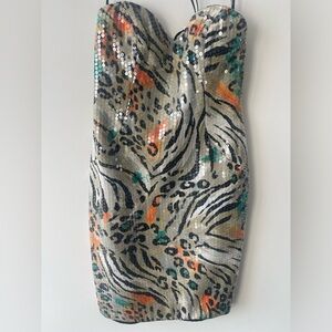 Leopard Print Sequin Dress